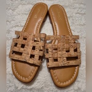 J. McLaughlin Tan Woven Slide Sandals